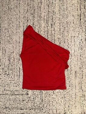 Meshki Red One-Shoulder Crop Top